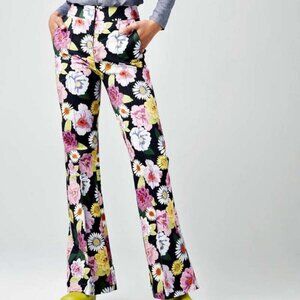 NWOT Smythe Wide-leg Pintuck Trouser Black Botanical - 6